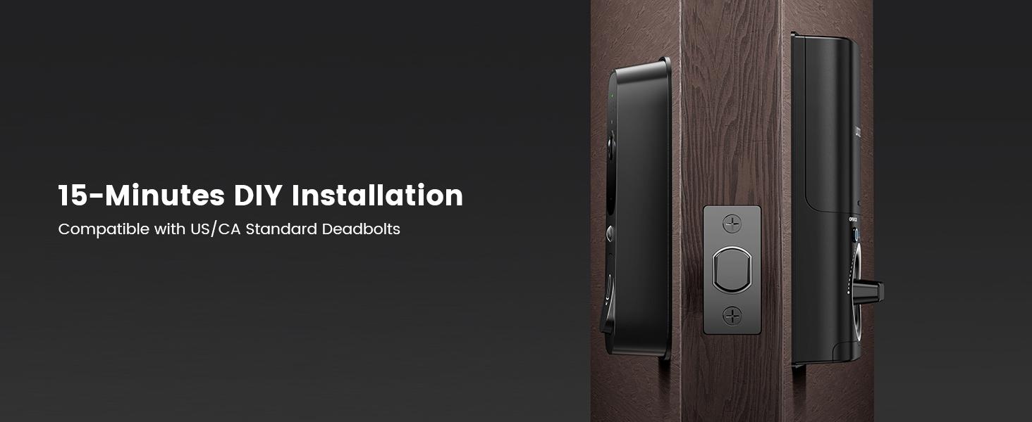 Smart Lock with Camera, 3-in-1 WiFi Doorbell Keyless Entry Door Lock, Deadbolt Lock for Front Door, Fingerprint, Keypad Code, App Control, IP65 Waterproof, BHMA, Support Alexa&Google Assistant