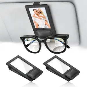 New 2 in 1 Sunglass & Photo Holder for Car, Strong Magnetic Leather Sunglasses Holder, Car Visor Picture Holder Clip, 2026 Upgraded No Fall No Slide Car Visor Accessories summerwins,summerwins