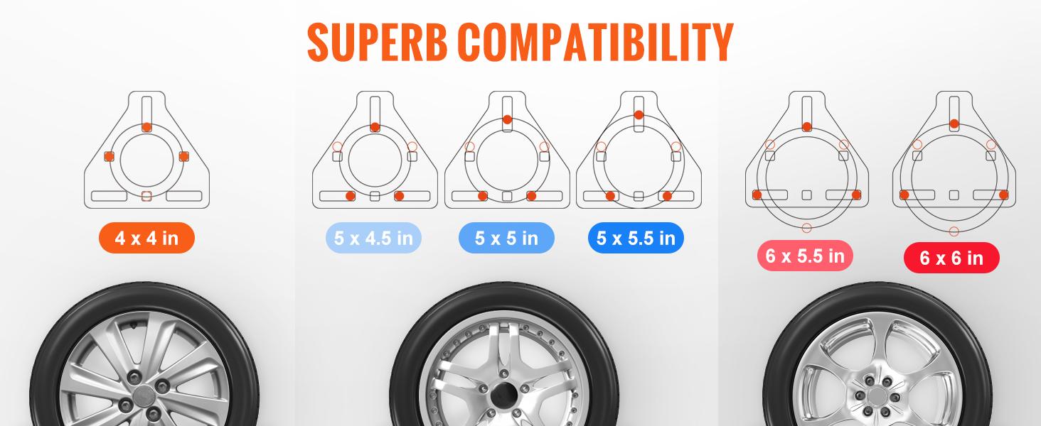 VEVOR Spare Tire Carrier, TikTokShopBlackFriday, Trailer Spare Tire Mount, 160 lbs Capacity, Utility Trailer Accessories Fits Most 4 & 5 & 6 & 8 Lugs Wheels on 4", 4.25", 4.5", 4.75", 5", 5.5", 6", 6.5" Bolt Patterns
