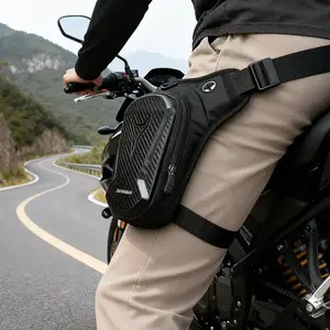 Waterproof Motorcycle Leg Bag, Adjustable Shoulder Strap & Double Zipper Compartment Outdoor Riding Waist Bag, Durable Fabric Bag for Off-road Bikes & Motorcycles