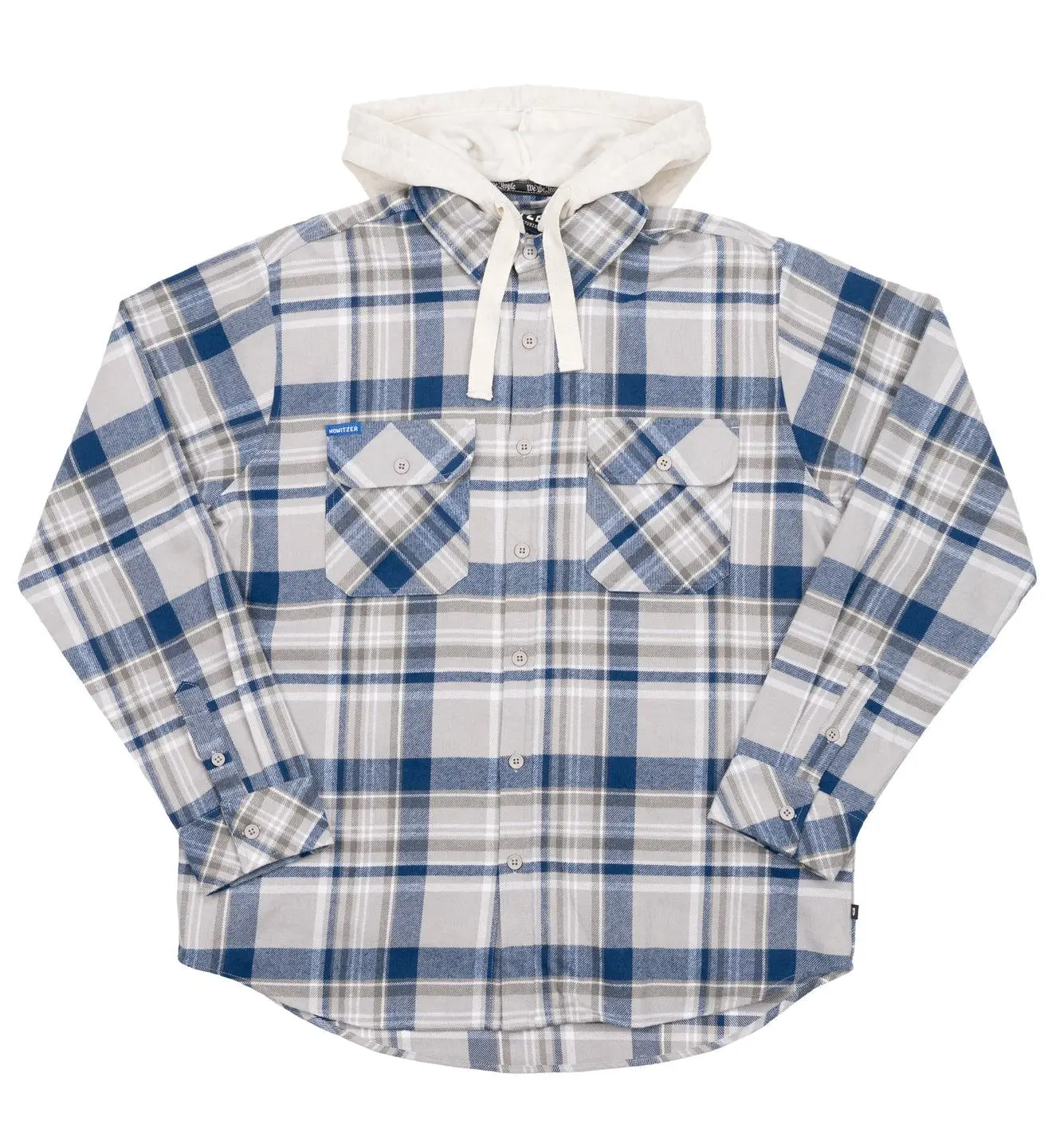 Howitzer Men's Baggy Argonne Hooded Flannel Sweatshirt Jacket - Heavyweight Checked Polyester-Cotton Fabric Top with 2 Chest Pockets, Sweatshirts, Long Sleeve