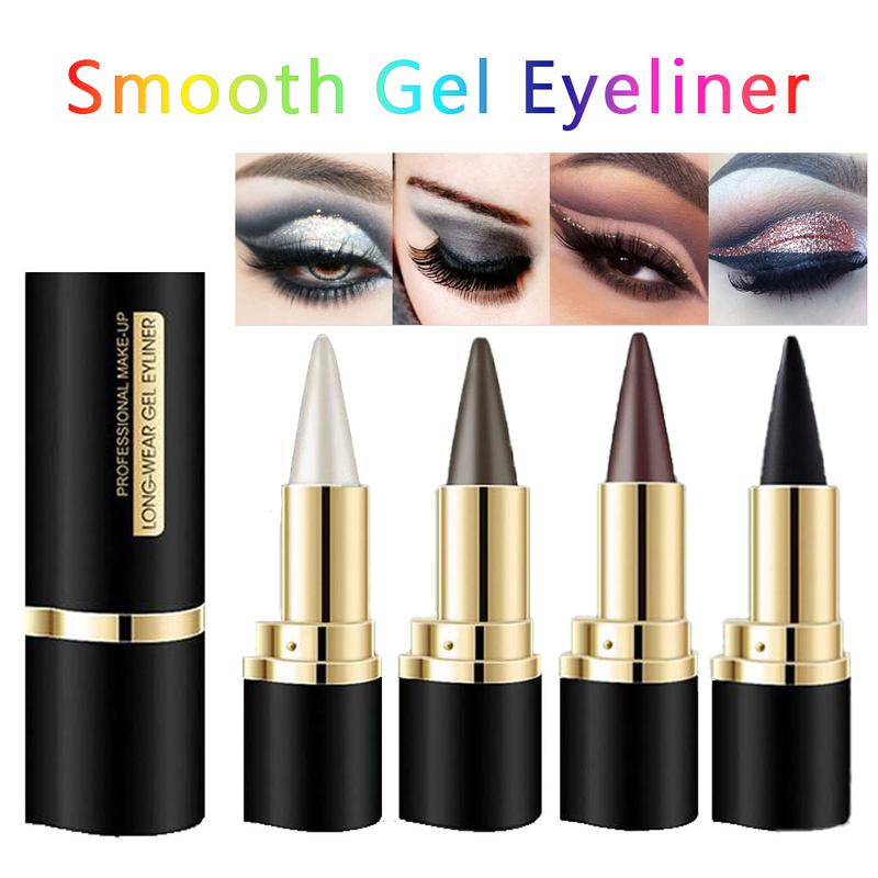 2Pcs Gel Eyeliner Pencil,Long-lasting Quick-drying Eye Black crayon matte Eyeliner Cream Waterproof Eyeliner,Cat Eye MakeupStencil,Smoky Eyeshadow Palette Goth Halloween Makeup Kit,girl's favorite Christmas makeup gift.