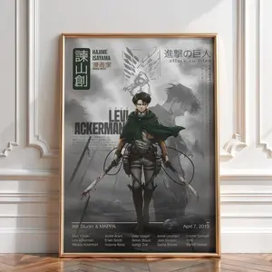 [No Frame] Levi Ackerman Manga Poster, Attack on Titan Anime Wall Art Print Vintage Gift