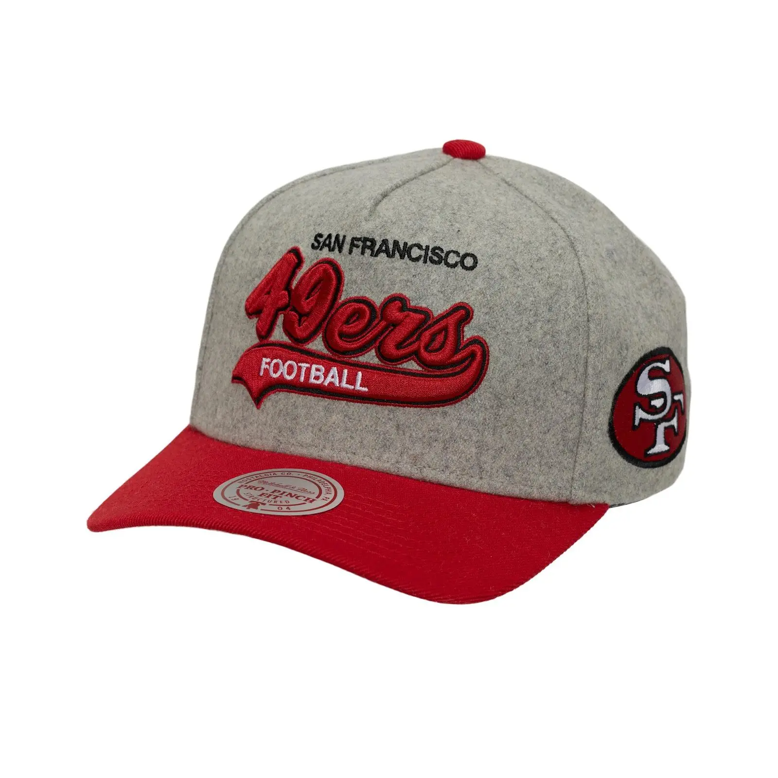 San Francisco 49ers Unisex Heather Gray Tailsweep Pro Pinch Snapback Hat, Casual Cotton Graphic Design, Machine Washable