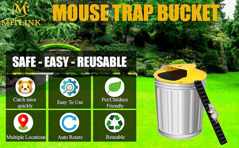 Bucket Mouse Traps Flip Lid 5 Gallon Auto Reset Reusable Humane Mice Rat Traps for Indoor Outdoor 3 Pack Pet Friendly Easy To Use Multi-Scene Application Bucket Mouse Traps Flip Lid 5 Gallon Auto Reset Reusable Humane Mice Rat Traps for Indoor Outdoor 3 Pack Pet Friendly Easy To Use Multi-Scene Application