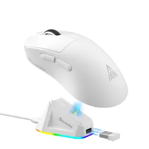 SOLAKAKA SM822 Tri-Mode Wireless Gaming  with RGB Charging Dock, 24000 DPI PAW3311 Sensor, 62g Ultra Lightweight Programmable  for PC Gamer gaming accessories