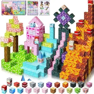 Magnetic Blocks - Build Mine Magnet World Magic Portal Set, Magnetic Tiles Building Blocks Toddler Toy STEM Sensory Outdoor Toys for 3+ Year Old Boys & Girls, Creative Kids Games Kids Toys 300 PCS