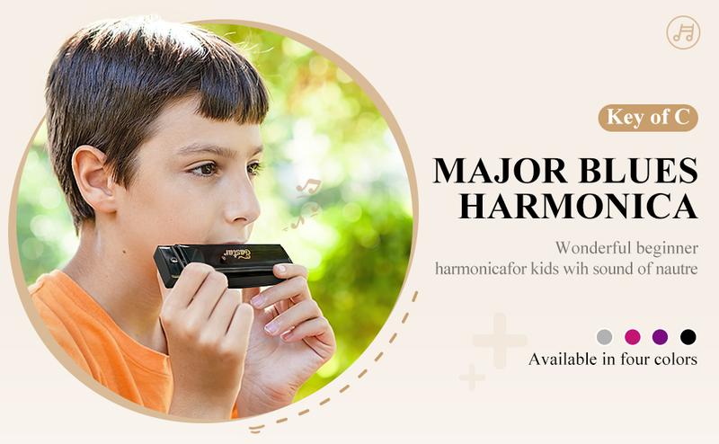 Eastar Major Blues Harmonica, 10 Holes C Key Beginner Harmonica for Kids Children Adults Students, with Hard Case and Cloth, Black