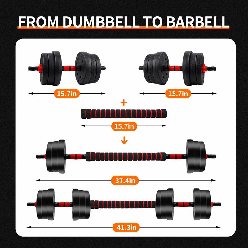 22/44bls Adjustable Dumbbell Set for Home Gym Fitness Weight Plates, 3-in-1 Ergonomic Modes, Heavy Duty Cast for Strength Training Barbell Weight Set Exercise Equipment