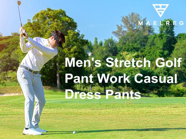 MAELREG Mens Plain Waterproof Pants, Lightweight Stretch Golf 5-Pocket Workwear Utility Trousers Outdoor Menswear SpringStatements