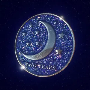 Sun and Moon: Two Year Sobriety Chip. One Day at a Time; 2 Years Sober Coin.