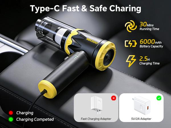 MR.EGO 20000Pa, G2 Car Vacuum Portable Cordless, 4-in-1 Mini Vacuum Cleaner with 20,000Pa Powerful Suction, Type-C Charging, 2 Suction Modes, Ultra-Light for Car, Home, Desk, Keyboards