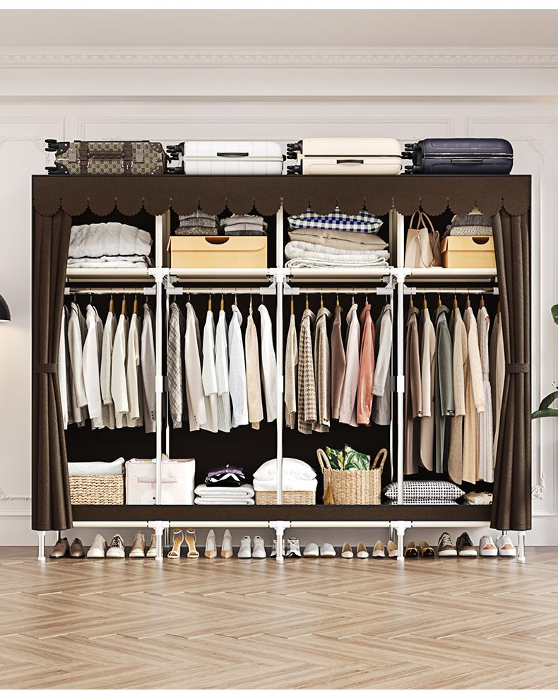 LEAIJIAFY Large Portable Armoire Wardrobe Closet with 4 Hanging Rods & Lockers Metal Storage Rack 16.7 in Wide for Clothes with Dust Cover metal garment rack Portable Magnetic Wardrobe Closet Organizer Portable Large Closet Organizer