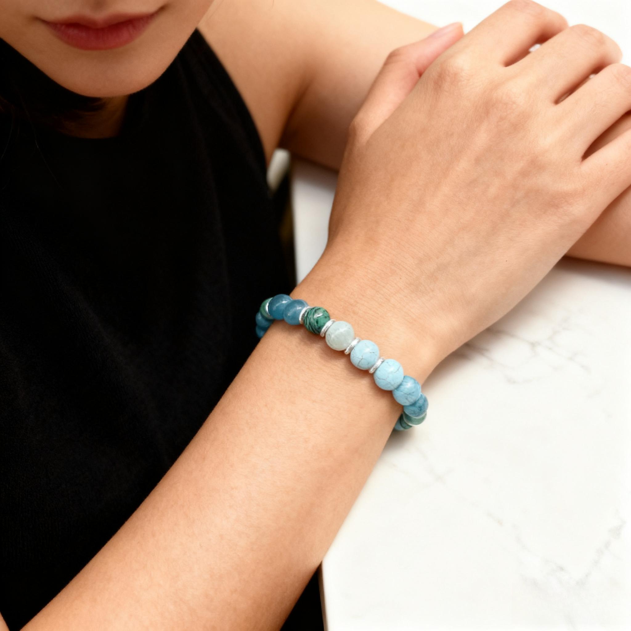 Inspirational Gifts Healing Crystal Bracelets for Women 8mm  Adjustable Natural Stone Beaded Stretch Bracelet Anxiety Relief Christmas Jewelry Gifts