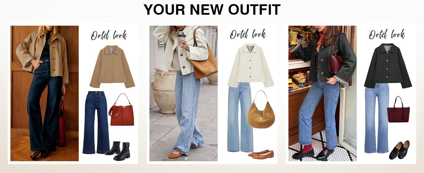 Tankaneo Womens Oversized Cropped Trench Coat Lightweight Single Breasted Barn Jacket Fall Windbreaker Fashion Outerwear with Checkered Lining #workwear #oldmoneyoutsits #tiktokshopholidayhaul #tiktokshopcreatorpicks #tiktokmademebuyit