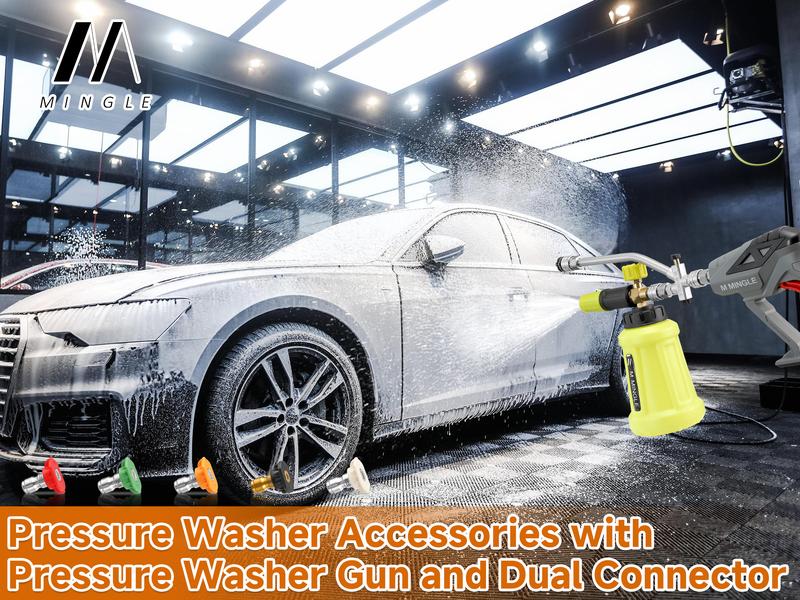 M MINGLE Pressure Washer Snow Foam Lance 1L 4000 PSI MAX 1/4" Quick Connector Adjustable Spray Nozzle for Car Wash, Motorcycle Detailing