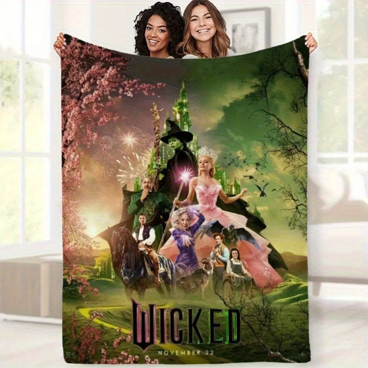 Wicked Witch Prequel Pattern Blanket, Flannel Ultra Soft Digital Throw, Soft Comfortable Warm All-Season Multi-Purpose Nap and  Blanket, Birthday Gift Holiday Throw, Present for Loved,