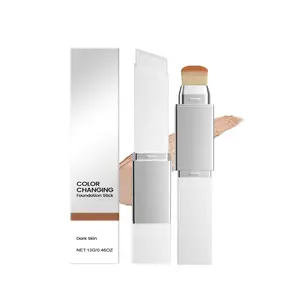 Deep Tone 2-in-1 Color Changing Foundation Stick, Natural Hydrating & Long-Lasting, Lightweight Non-Greasy Formula for Smooth Skin