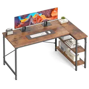 47 Inch L-Shaped Computer Desk with Reversible Shelves | Corner Gaming & Home Office Desk for Writing, Working, Study | Fits Bedroom & Dorm