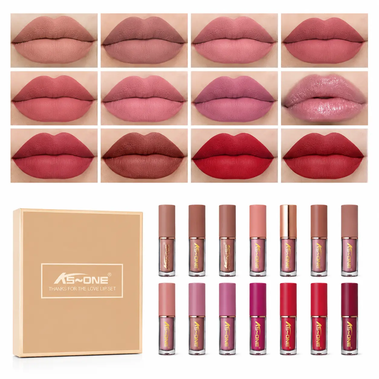 Women's 12-Color Lipgloss Liquid Lipstick Gift Set - Matte & Pearlescent Finish, Non-Fading, Moisturizing, Full Lip Color, for Daily & Party Wear, Beauty Cosmetics Makeup Set, 12-Color/Set