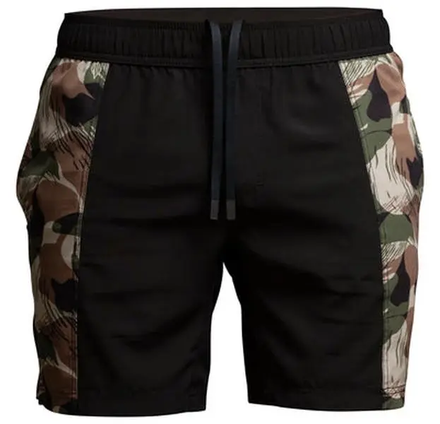 Men's Recon Performance Fight Shorts, Rhodesian Camo, Lightweight Polyester-Spandex Fabric with Drawstring, Pockets & 6.5" Inseam