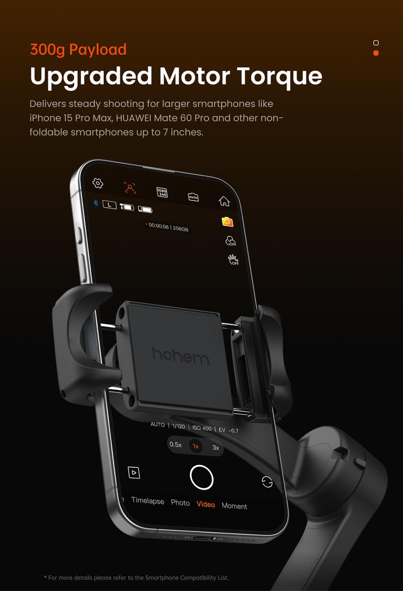 hohem iSteady X3 SE Plus New Gimbal for iPhone, AI Facial Tracking,Smartphone Gimbal with Detachable Remote Control, Portable Foldable 3-Axis Phone Gimbal for Android & iPhone 17 ,Built-in Extendable Rod,Vlog Stabilizer,Cellphone&Selfie accessories