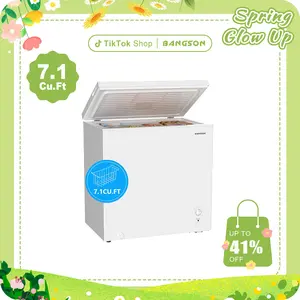BANGSON 7.1 Cu.Ft Chest Freezer, Deep Freezer with Removable Basket, 7-Level Adjustable Thermostat, Top-Open Door Design, Energy-Efficient & Quiet, for Kitchen/Apartment/Office, White