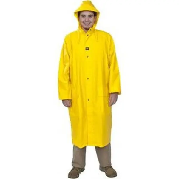 Helly Hansen Waterproof Work Safety Rain Coat - Model 70306_310, Size 2XL, Yellow, 2 Pockets, 46-48" Chest, PVC & Polyester Material, Zipper & Snaps Closure, High Visibility