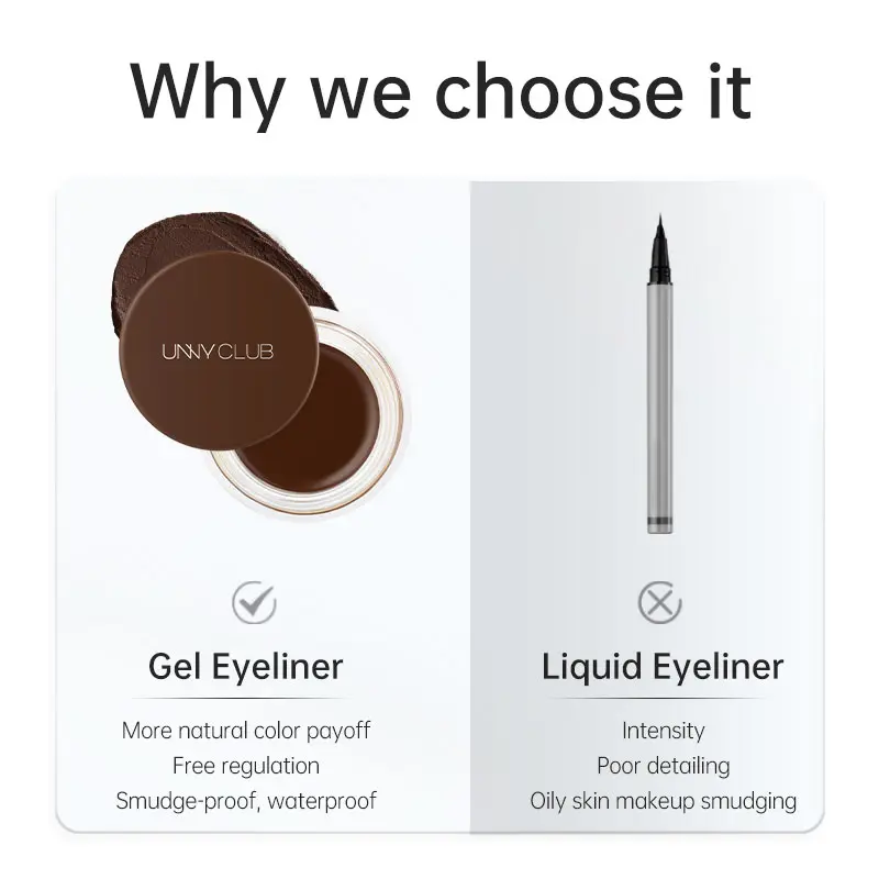 UNNY CLUB 2-in-1 Eyeliner & Eyebrow Gel - Long-Wear, Waterproof & Sweatproof, Beginner-Friendly Formula for Smooth Daily Makeup