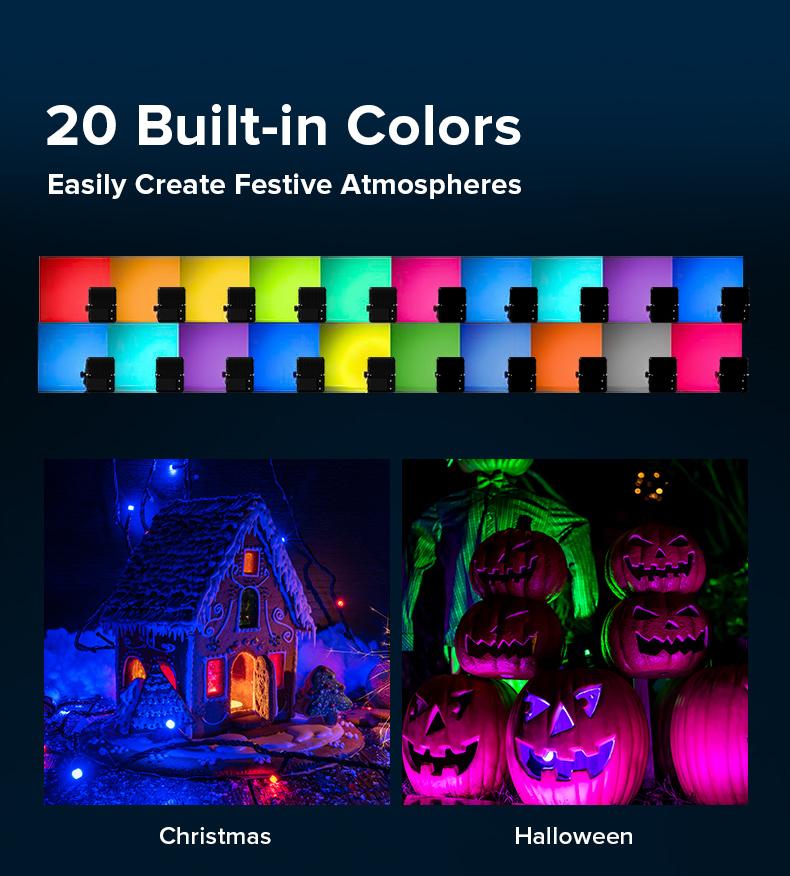 SANSI RGBW LED Outdoor Waterproof Permanent Lights, 80~160W Color Changing Lights with Remote, Perfect for Valentine's Day Decor, Parties, Stages & Landscape, Energy Efficient, IP66 Waterproof, 2-Pack Landscape Light luces de colores Lighting Decorative