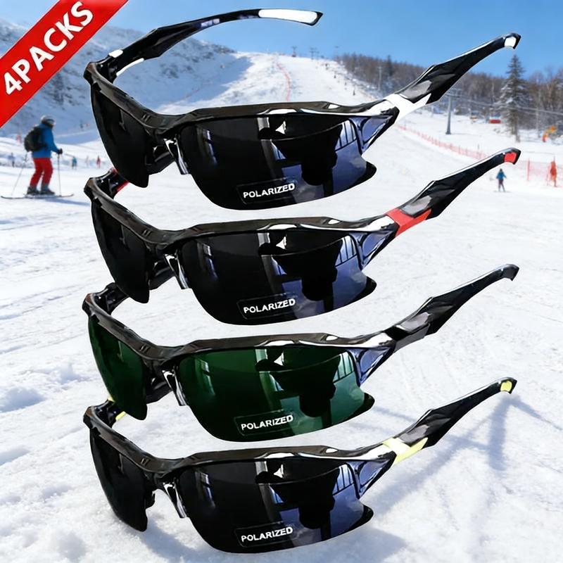 Rimless Polarized Sports Sunglasses 4-Pack Unisex Outdoor Sun Protection Lightweight Windproof for Baseball Running Fishing Golf Driving Travel