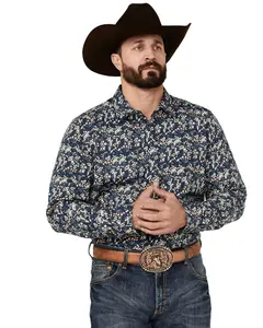 Gibson Trading Co Men's Shin Dig Floral Print Long Sleeve Button-Down Western - Gmsp24w17-Nvy