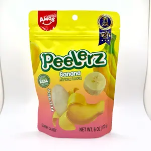 AMOS Peelerz Gummy Banana Peelable Fruit Shaped banana flavored Candy 6 oz (170g) - Sweet, Juicy, and Chewy Gummies in Resealable Bag - Snack Soft Tropical Tangy