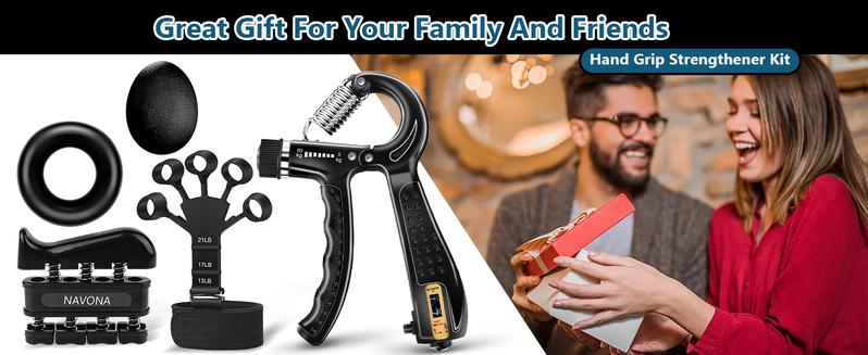 5 PCS Grip Strength Trainer Kit, Hand Gripper Strengthener, Forearm Strengthener, Finger Strengthener, Finger Exerciser, Stress Relief Ball, Forearm Workout Ring for Muscle Building and Injury Recover