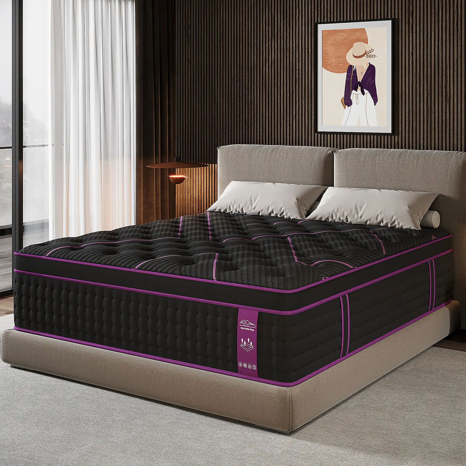 Luxury Gel Memory Foam Hybrid 5 Zone Pocket Spring Mattress In A Box Medium Firm Twin Full Queen King  12" 14" For Motion Isolation Edge Support, Queen Size Mattress