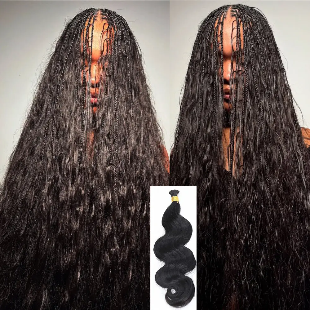 YWIGS Double Drawn Burmese Human Braiding Hair for Boho Braids 100g Per Bundle Human Hair for Boho Braids Body Wave Bulk Human Braiding Hair Boho Hair #backtoschool #backtoschoolshopping