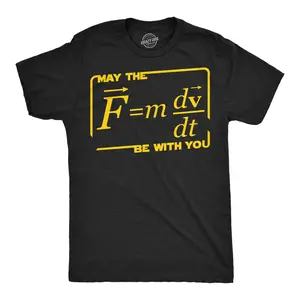 Mens Funny T Shirts May The Force Equation Be With You Sarcastic Graphic Novelty Movie Tee for Men Mens Funny T Shirts Cool Vintage Fashion T-Shirt Gift Classic Menswear Movie Apparel for Men Funny Nerd Short Black -