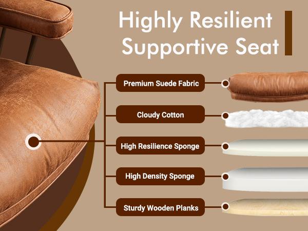 【Stock Up Sale】Ovios Oversized Home Office Chair, Extra-Wide Seat, Built for Big & Tall Comfort, Mid-Century Modern Faux Leather Chairs with Thickened Cushions, Comfy High Back Swivel Rolling Executive Computer Armchair