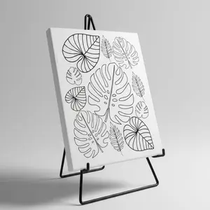 Mini 5x7 Monstera Plant Pre Printed Canvas Handmade with Vinyl 100% Cotton Canvas for Artistic Expression