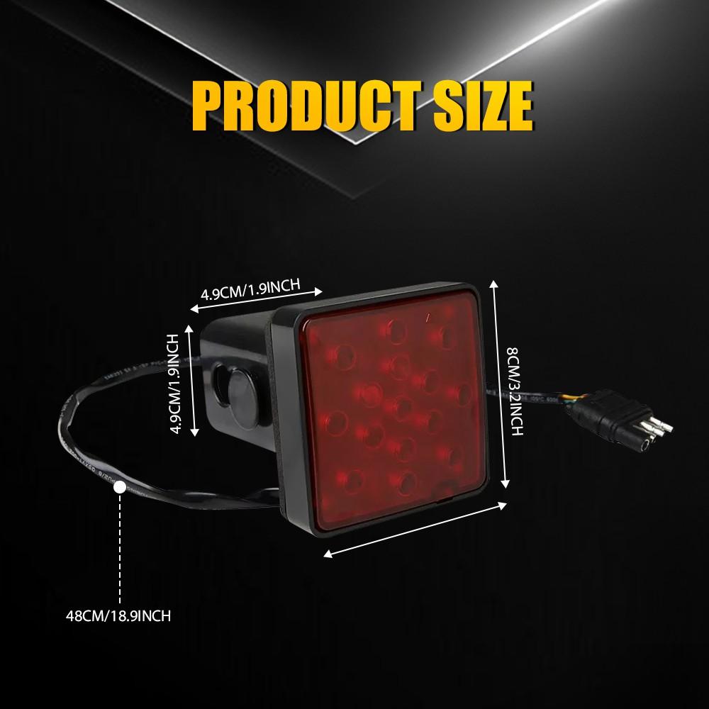 AUXITO Red Lens 15-LED Tow Hitch Receiver Strobe Brake Light For Truck SUV 2-Inch Hole