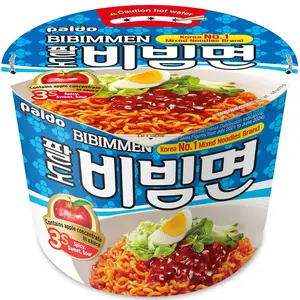 Paldo Fun & Yum Bibim Men Instant Cold Cup Noodles, Pack of 6, Brothless Cold Ramen with Sweet & Spicy Seasoning Sauce, Best Oriental Style Korean Ramyun, Soupless K-Food, 팔도 비빔면 킹컵 115g (4.05 oz) x 6