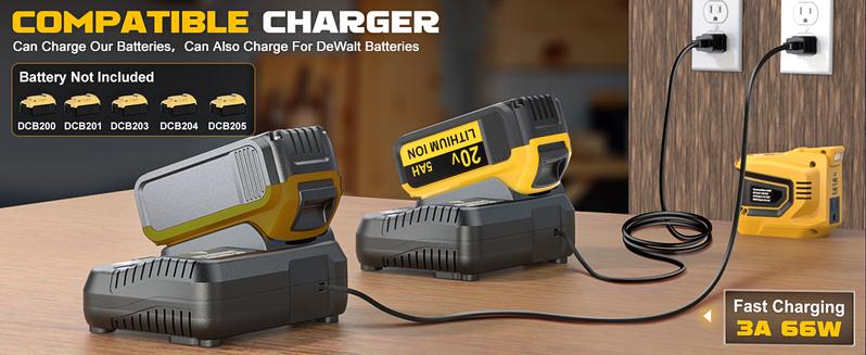 200W Power Station Compatible with Dewalt 20V Battery,  Power Inverterwith a 5AH Battery & a Charging Station, Power Bank DC 20V to AC 110V-120V, with 2 USB-A & 1 Type-C & 1 AC Outlet