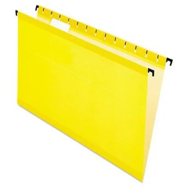 Esselte Pendaflex 615315YEL Poly Laminate Hanging Folders - Legal Size (8.5x14 in), 1-5 Tab, Yellow, 20 Per Box, Round Ring Compatible, Prevents Misfiles, Works With Existing Systems, Built-In Tension Spring, Reinforced Top, SureHook Technology, 8.5 X 14
