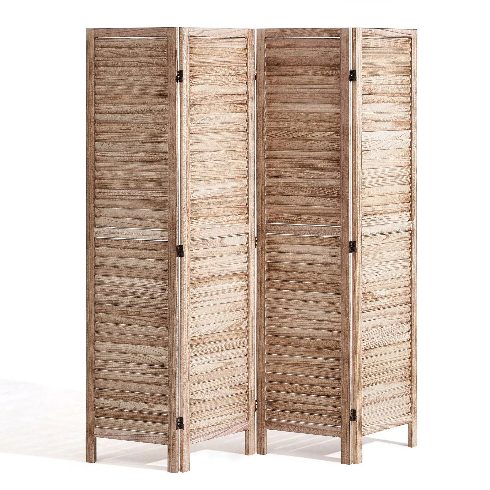 【SummerFinds】VEVOR Freestanding Foldable Privacy Partition, 4-Panel 64-Inch Tall Rotatable Louvered Wood Space Divider, Portable Indoor Decor Screen for Home, Office, Room Separation