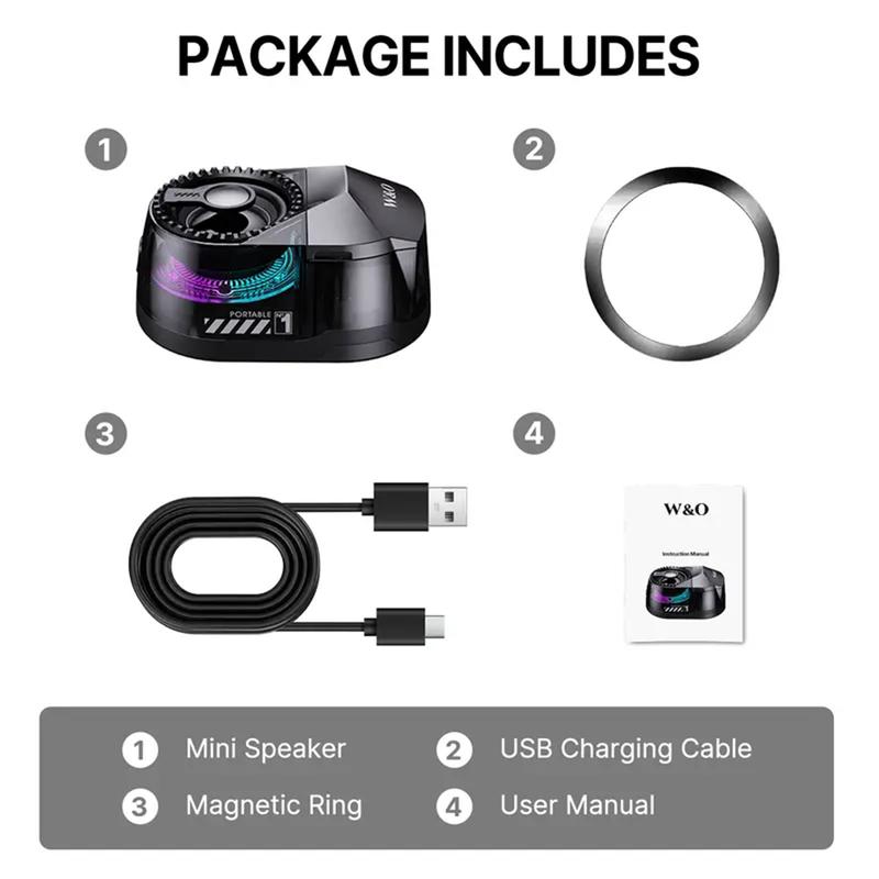 Portable Magnetic Bluetooth Speaker & Wireless Earbuds Combo with RGB Lights, 3-in-1 Travel Gadget, Magnetic Mount Phone Holder for Music Lovers
