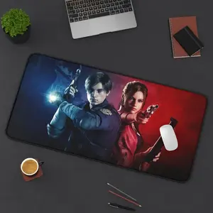 Claire & Leon Desk Mat, Resident Evil 2 Mouse Pad, Gamer Play Mat, Gift for Him