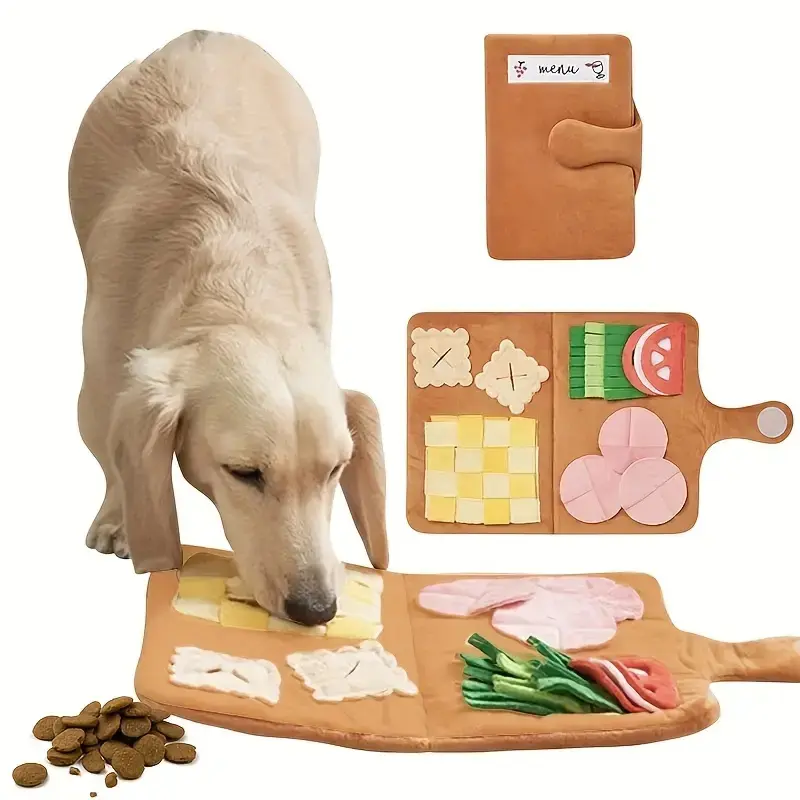 Interactive Dog Sniffing Mat, Plush Slow Feed Puzzle Toy Food Slow Feeder for Small to Medium Dogs, Encourages Natural Foraging Behavior