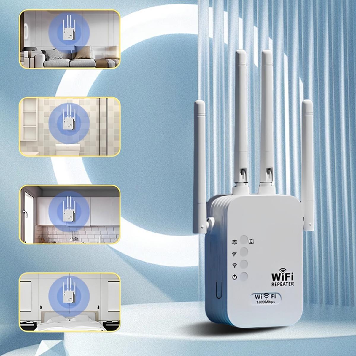 1200Mbps Dual Band WiFi Extenders Signal Booster for Home 2026 - 5GHz & 2.4GHz Model with Ethernet Port, 10000 sq.ft Coverage, Supports 50 Devices, Repeater/AP/Router Modes for Homes & Offices