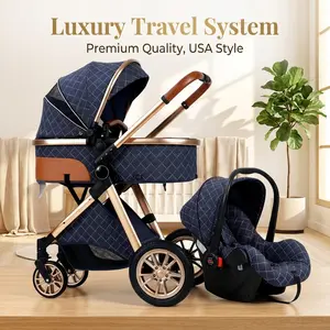 Baby Stroller Deals-For-You-Days, 4-in-1 Portable Foldable Baby Stroller with Sunshade, High Quality Lightweight Convertible Travel System with Car Seat Function and Safety Seatbelt, Perfect for Babies Outdoor Fun,Travel Running and Shopping,Vintage Straw