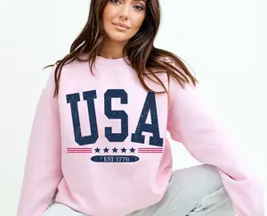 USA est 1776 sweatshirt , Faded Vintage Style Aesthetic USA Crewneck Trendy Varsity Style America Crewneck July 4th memorial day patriotic